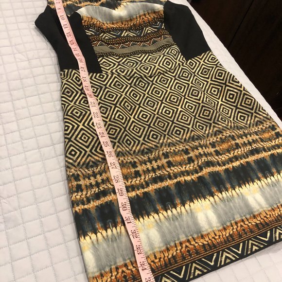 Evening knee length dress. Brazilian brand CLEO. Mixed print colors. Size L - Picture 12 of 12